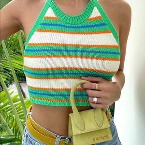 Hudson & Bailey Emmett Striped Halter Top Size S